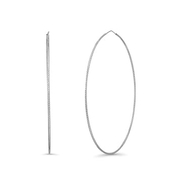 Solid 14K White Gold 1mm Thickness Endless Hoop Earrings(80mm Diameter)